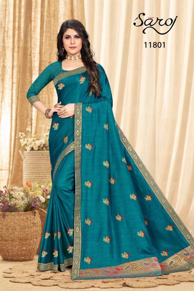 Saroj Samriddhi 1 New Exclusive Wear Designer	Soft Kumari Vichitra Silk With Emb Silk Saree Collection